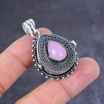 Rose Quartz Handmade 925 Sterling Silver Gift Jewelry Poison Pendant 1.77 n8w95