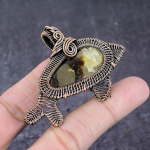 Natural Septarian Gemstone Handmade Copper Fish Wire Wrap Pendant 2.01 q9e72
