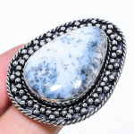 Dendrite Opal Handmade 925 Sterling Silver Jewelry Ring Size 7 t9z56