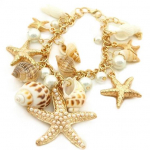 Ocean Style Starfish Sea Star Conch Shell Faux Pearl Chain suvine rannak&auml;ev&otilde;ru