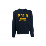 Polo Ralph Lauren Ss23 Logo T&auml;ht Number Prindiga &Uuml;mmarguse Kaelusega Pikkade Varrukatega Huppar Meeste huppar Tumesinine 710766798-001 XL