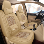 Ice Silk PU-nahast esiistmekatte t&auml;iustus Vastupidav hingav libisemiskindel nelja aastaaja universaalne kaitsega esiistmepadi(Ainult &uuml;ks istmekate) One Seat beež