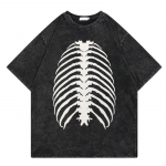 Punk Hip-Hop Gooti Skeleti Disain Vintage Pesuga T-s&auml;rk Meeste Top Puuvillast &Uuml;lem&otilde;&otilde;duline T-s&auml;rk Retro Esteetiline Graafiline T-s&auml;rk 3XL