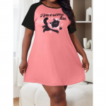 Naiste pidžaama Suvine &Uuml;heosaline Multifilmiprindiga L&uuml;hikeste varrukatega L&uuml;hike &Ouml;&ouml;s&auml;rk 5XL punane