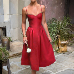 Naiste Design Sense seljata spaghetti rihmaga print p&otilde;lvedeni kleit V-kaelusega k&otilde;rge v&ouml;&ouml;koht L