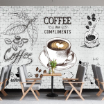 3D retrokohvik seinapaber kohvikpood restoran, jook seinamaalingud, eemaldatav suur kohvitapeet 200 cm(W) x 140 cm(H)