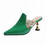 Disainer Naiste Sandaalid Pulmapidu Veidrad Kontsad Muulad Mood Rhinestone Sandaalid Kvaliteetsed PU Pumbad Kingad 38 roheline