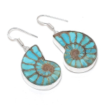 Ammonite Fossil Gemstone Handmade 925 Sterling Silver Jewelry Earring 1.93 f4d81