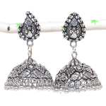 Natural Indian Look Jhumki Gemstone Silver Tribal Bali Earring 1.97 p2c10