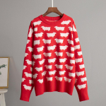 &Uuml;markaelusega Alpaca Print sviiter s&uuml;gis-talvine uus naiste vaba vabaaja &uuml;mara kaelusega kampsun, pullover S punane
