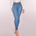 Naiste k&otilde;rge v&ouml;&ouml;kohaga kitsad teksap&uuml;ksid Stretch Slim Pants s&auml;&auml;repikkused teksad 3XL