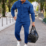 Meeste S&uuml;gis & Talv Suede Slim Fit Jakk ja P&uuml;ksid Komplekt - Euroopa & Ameerika Stiil XXL kuninglik sinine v&auml;rv