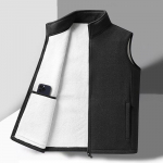Moodne pluss-suuruses soe vest fliisist meeste lamba-ka&scaron;miirist soe varrukateta mantel meestele talvevest XXXXXL must