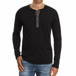 Meeste pikkade varrukatega s&auml;rk Solid vabaaja s&auml;rk Slim Fit &uuml;mara kaelusega meeste T-s&auml;rk XXL must