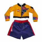 Halloweeni peo Huntrix Rumi Oranž seeria Jakk Vest L&uuml;hikesed p&uuml;ksid Komplekt Kpop Deemon Rumi K&uuml;tt Cosplay kost&uuml;&uuml;m Karnevali kingituste jaoks 110 CM