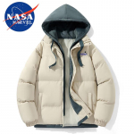 NASA MARVEL Faux Two-Piece Hooded Puffer Jacket L