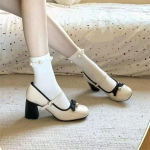 Mood 2025 Naiste kingad S&uuml;gis Uus Mood Mugavad K&otilde;rged Kontsad Paksud Kontsad Kingad Vibu P&auml;rl Elegantne Kingad Zapatos De Mujer 35