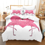 3D Flamingo Voodipesu Loomapildiga Udusule Tekikott Padjap&uuml;&uuml;r 2/3 Osa Mugav Kate &Uuml;heinimesevoodi Kaheinimesevoodi Luksuslik Kiiresti Kuivav Kodu Tekstiil Kingitus Baby 100x135cm pink