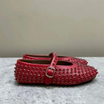 Kristall Luksuslikud Mary Jane Kingad Naiste Korterid Cowboy Vabaaja Tossud Br&auml;ndi Disainer S&uuml;gis 2024 Trend Naine Nahk Zapatos Mujer 35 punane