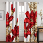 2 tk Punase roosi lilledega teemantkuldne 3D-disain Luksuslikud t&uuml;drukute aknakardinad elutuppa magamistuppa k&ouml;&ouml;gi uksesaali kodukaunistus W60H60(CM)x2PCS&Grommet Top