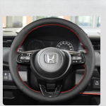Hand-stitched non-slip black Leather Car Steering Wheel Cover For Honda ENS1 ENP1 XRV Vezel Fit Jazz GR -2024 Black line style