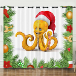 Kardina illustratsioon Mereelu Perekond 3D digitaaltr&uuml;kk Pimendav kardin Tugevdatud augud 2pcs*97cm*114cm*2