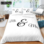 H&auml;rra ja proua tekikotikomplekt Queen Size Vuntsid Punased huuled Paar Romantiline teema Voodikate Armastajale Mikrokiust voodipesukomplekt EU Single(135*200cm)3pcs