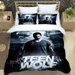 Moodne TV-sarja Teen Wolf Voodipesukomplekt &Uuml;he-, Kahe-, T&auml;is-, Kuninganna-, Kuninga suuruses Voodikomplekt T&auml;iskasvanu Laste Magamistoa Tekikottide Komplekt Kodutekstiil EU Single(135*200cm)3pcs white