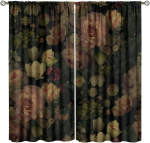 Gootilised lillelised pimenduskardinad  Rustikaalsed talumaja retro lilled akvarell vintage taimed boho Halloweeni akna kardinad  magamistoa jaoks 100*130 HOOK 1pcs black
