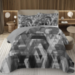 Vikerkaarev&auml;rviline voodikate kuninganna suuruses V&auml;rvikas abstraktne geomeetriline muster Voodipesukomplekt Kolmnurgad Pol&uuml;goon Kattekate Kahepoolne tepitud voodikate EU Single(135*200cm)3pcs gray