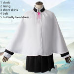Tsuyuri Kanao Cosplay Kost&uuml;&uuml;m Anime Demon Slayer Kimetsu No Yaiba Cosplay T&auml;iskasvanutele ja Lastele Must Parukas Hobusesabaga Lahingukost&uuml;&uuml;m &Uuml;likond 2XL white