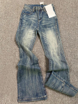 Kontoriinimese sinised laieneva s&auml;&auml;rega teksap&uuml;ksid High Street Stiilsed Mugavad kellukap&uuml;ksid Naiste Mood Denimp&uuml;ksid Ameerikaline Retro Streetwear S sinine