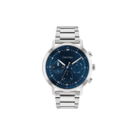 Calvin Klein Stiilne Seeria Kvartsikell Roostevabast Terasest Rihm 44 mm Sinine Tihik Multifunktsionaalne Kronograaf Kolme Silmaga Meeste kellad H&otilde;bedane 25200063 Regular Watch Box,Silver Strap Blue Dial