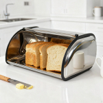 Bread Storage Bin Stainless Steel Box Organizer with Lid Kitchen Counter Easy to No Visible Window