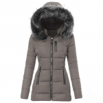Talvine uus naiste karusnahast krae kaunistus Slim-Fit lukuga puuvillane mantel S