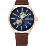 Tommy Hilfiger Spencer Sinine Pruun Nahk Meeste Mehaaniline Automaatne Kell 1791642 sinine
