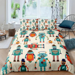 Robot Pehme Tekikate Komplekt Karbis Kosmoserobot Voodipesu Komplekt Patchwork Transformer Futuristlik Masin Soe Tekikate Twin T&auml;ielik Poisile 120*200cm Single gray