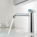 V&auml;rv Messing Vannitoa Valamu Kraan Tekile Paigaldatav &Uuml;he Auguga &Uuml;he K&auml;epidemega K&uuml;lma Ja Kuuma Vee Segisti Valamu Kraan Roosa/Sinine Brass