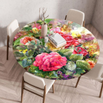 Veniv &uuml;mberliibuv lilleprindiga &uuml;mmargune laudlina elastse servaga veekindel kuumakindel s&ouml;&ouml;gilaua kate k&ouml;&ouml;ki pulmapeoks Diameter 60cm pink