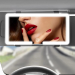Auto LED Meigipeegel HD Peegel Kolme K&auml;igu Reguleerimine P&auml;ikesesirmi Plaat Sisepeegel H&auml;mardatav Auto Meigipeegel valge