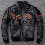 Air Force Pilot Nahkjakk G1 Lambanahast ehtsast nahast mootorratta jope Meeste puuvillane jope XXXXL black