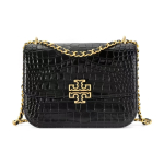 Tory Burch Britten Krokodillimustriga Ketiga Kahekordne T-logo Klapp Nahast Crossbody &Otilde;lakott Naiste Kotid Must Kuld 141029-001 Shopping Bag Set(Basic Set+Shopping Bag) black