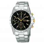 SEIKO SELECTION SBTQ043 Kronograaf Kuup&auml;ev Must Kuld Roostevaba Teras 10 ATM Veekindel [Seiko Kell] Meeste Kell, Patareitoitega Kvarts, Funktsioon,