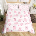 Roosa sea voodipesukomplekt King Queen Magav siga tekikate lastele poistele t&uuml;drukutele Kawaii loomad tekkikate 2 padjapuuriga (as the picture,EU Single(135x200cm))
