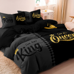 3 tk Moekas Must Hall Kuninga ja Kuninganna Krooniga Tr&uuml;kitud Voodipesukomplekt Tekikate Pehme Mugav Hingav, Magamistuba, Hotell EU Single-135x200cm