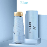 Mini P&auml;ikesevari Taskuvihmavari Kokkupandav Vin&uuml;&uuml;l UV-kaitse P&auml;ikesekaitse Taskuvihmavari Kapselvihmavari (Blue,iron&6K) sinine