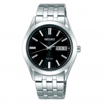 [SEIKO SELECTION] SBPX083 Meeste k&auml;ekell &ndash; Valmistatud Jaapanis, P&auml;ikeseenergial t&ouml;&ouml;tav, Safiirklaas, P&auml;eva/Kuup&auml;eva kalender, Must sihverplaat, Roostevabast terasest