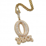 J&auml;&auml;ga kaunistatud 18K kullatud O BLOCK kirjat&auml;hega ripatsiga kaelakee meestele Streetwear Hip Hop Ehted Ganku Free 3mm 24-inch stainless steel twisted chain