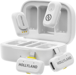 Hollyland A1 Combo Juhtmevaba Mikrofon, Elevandiluu Valge, 48 kHz, 24-bit, K&otilde;rge-Fideliiteet, 3-tasemeline Intelligentene M&uuml;rasummutus