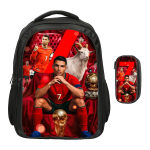 Ronaldo kahekihiline seljakott CR jalgpallit&auml;ht 2 tk komplekt seljakott, jalgpalli spordi pliiatsikotid koolikotid Mochila Rucksack red